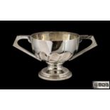 Superior Quality Sterling Silver Twin Handled Trophy Shaped Footed Bowl of excellent proportions