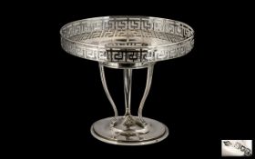 Edwardian Period Superb Quality Silver Olympics Design Pedestal Bowl with geometric, open worked