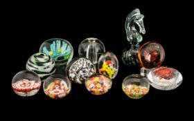 Collection of Glass Paperweights, assorted designs and colours,