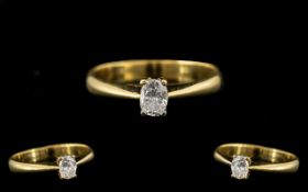 Ladies - Superb Quality 18ct Gold Contemporary Designed Single Stone Diamond Ring.