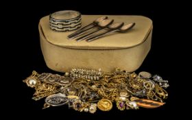 A Vanity Case Containing an Assortment of Costume Jewellery, Includes Bracelets, Earrings,