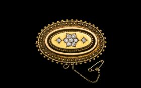 Antique Period Excellent 15ct Gold Oval Shape Diamond Set Brooch/Locket with 15ct gold attached