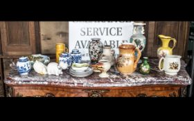 A Collection of Assorted Pottery to include display cabinet plates, modern Oriental ware,