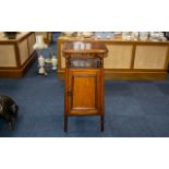 Early 20thC Oak Gramophone Pedestal Table/Stand the fitted top with sliding top with hinged well
