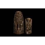 Indonesian Carved Wood Temple Group with deities and maidens, 16 inches (40cms) high,