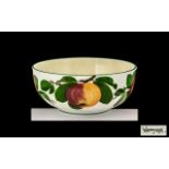 Wemyss Large Circular Footed Fruit Bowl in 'Apples and Leaves' pattern on a white ground, painted