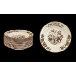 Set of ( 13 ) Groups Wedgwood Etruria, England, Antique Cream Ware Pottery Decorated Soup, Plates,