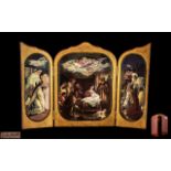 German Porcelain Triptych Plaque in Gilt Frame,