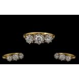 18ct Gold - Attractive Quality 3 Stone Diamond Ring - Illusion Set. Fully Hallmarked for 750 - 18ct.