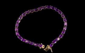 Amethyst Tennis Bracelet, Oval Cut Deep Purple Amethsts Totalling 12.