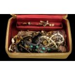 A Vanity Case with Collection of Vintage Costume Jewellery, Includes Rings, Brooches, Earrings etc.
