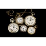 Collection of Pocket Watches to include silver; five various watches in total plus watch chain - see