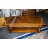 A Quality Oak Plank Coffee Table of traditional pegged construction.