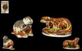 Royal Crown Derby Limited & Numbered Edition Handpainted Paperweights 1. 'Riverbank Beaver'. Gold