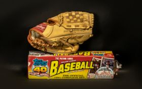 Box of Baseball Cards & Baseball Glove comprising boxed Topps '40 Years of Baseball' Cards,