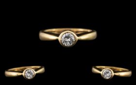 18ct Yellow Gold - Attractive Pave Set Single Stone Diamond Ring. Full Hallmark for London 1994.