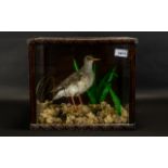 Taxidermy Interest - Game Bird in Glass Case with moss and leaves. 11" high x 13" wide x 10" deep.