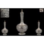 Anglo Indian 'Kutch' Superb Late 19th Century Solid Silver Repousse Lidded Vase.