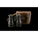 Military Officers 1914-1918 Binoculars in leather case. As found.