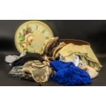 Collection of Assorted Ladies Scarves housed in a decorative hand painted cream hatbox,