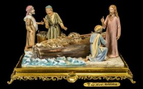 Capo di Monte Large Figural Group 'La Pesca Miracolosa', depicting Jesus with three disciples