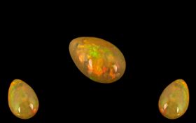 Ethiopian Large Pear Shaped Loose Natural Orange Fire Opal, Wonderful Colours. 16.1 cts, 3.