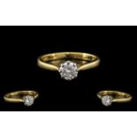 18ct Gold Attractive and Good Quality Single Stone Diamond Set Ring,