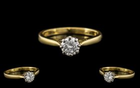 18ct Gold Attractive and Good Quality Single Stone Diamond Set Ring,