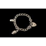 Solid Silver Charm Bracelet with Charms, comprising a hinged Noah's Ark and a hinged acorn.