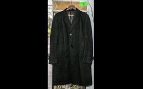 Gentleman's Quality Aberdeen Crombie Overcoat in check wool fabric, single breasted, pockets,