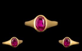 Portuguese 18ct Gold Stunning Single Stone Ruby Set Ring. Poss.