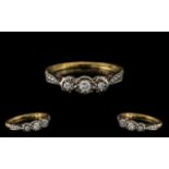 18ct Gold and Platinum 3 Stone Diamond Set Engagement Ring - Illusion Set.