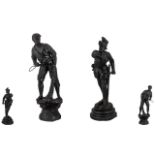 Two French Antique Spelter Figures one depicting a fisherman with his nets.