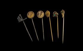 Collection of Six Antique Tie Pins,