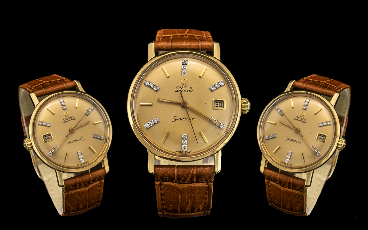 Omega Seamaster Rare All Original Automatic 18ct Gold Gentleman's Wrist Watchcirca 1970s.