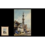 Conrad Hector Rafaele Carelli 1869-1956 Egyptian Town Street Scene with figures,