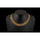 Antique Period Superb 9ct Gold Muff Chain Converted to a 4 Strand Necklace / Choker. Marked 9ct.