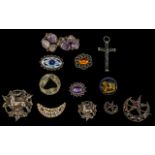 Collection of Attractive and Vintage Costume Jewellery Mostly Brooches ( 10 ) Pieces In Total.