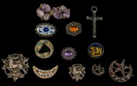 Collection of Attractive and Vintage Costume Jewellery Mostly Brooches ( 10 ) Pieces In Total.