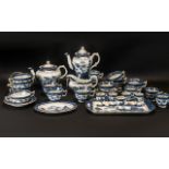 Collection of Booths 'Real Old Willow' Pattern Porcelain, to include: Tea Pot, Coffee Pot, Tray,