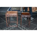 Two Chinese Antique Hardwood Side Tables, of typical form in the Ming style,
