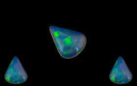 Ethiopian Natural Milky Blue Pear Shaped Opal. Measurements 16.3 x 12.9 x 4 mm. 2.08 cts - 2.