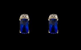 Sterling Silver 925 Blue Sapphire Ladies Earrings.