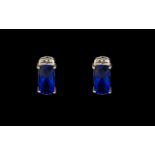 Sterling Silver 925 Blue Sapphire Ladies Earrings.