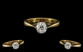 18ct White Gold and Platinum Superb - Single Stone Diamond Set Ring. Marked 18ct and Platinum.