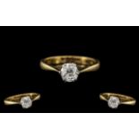 18ct White Gold and Platinum Superb - Single Stone Diamond Set Ring. Marked 18ct and Platinum.