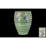 Shelley - 1930's Large and Impressive Ribbed Vase ' Melody Chintz ' Pattern. No 88091.