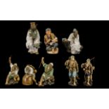 A Collection Of Chinese Mud Men Figurines - Each Brightly Glazed And Made By Hand.