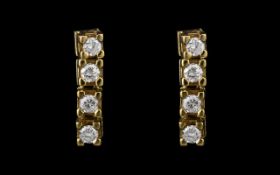 18ct Gold - Fine Pair of Diamond Set Drop Earrings, Excellent Design. Marked 750 - 18ct.