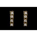 18ct Gold - Fine Pair of Diamond Set Drop Earrings, Excellent Design. Marked 750 - 18ct.